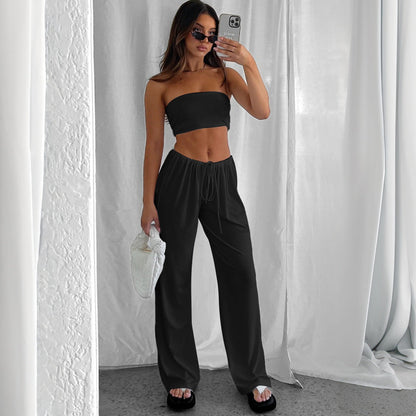 Dam Set med Ärmlös Top och Långa Byxor Polyester-2