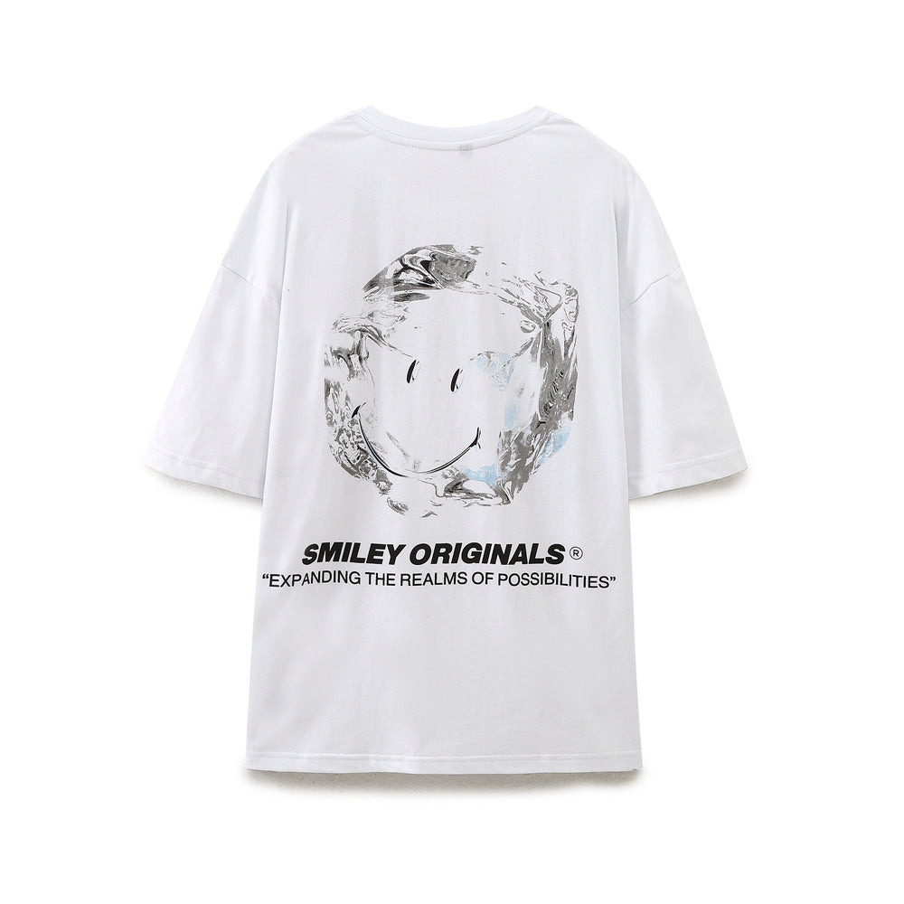 Dam T-shirt Avslappnad Design 100% Bomull med Kreativt Tryck-2