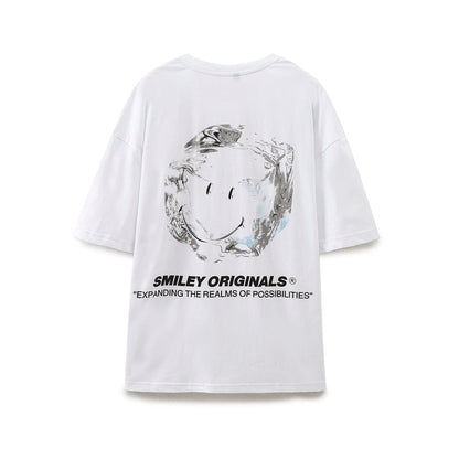 Dam T-shirt Avslappnad Design 100% Bomull med Kreativt Tryck-2