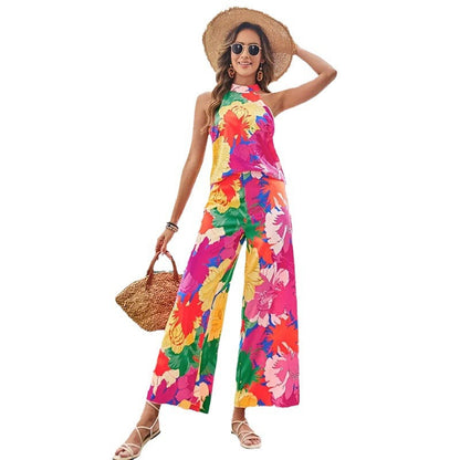 Dam Jumpsuit Blommig Design Vida Ben Andningsbart Material 6