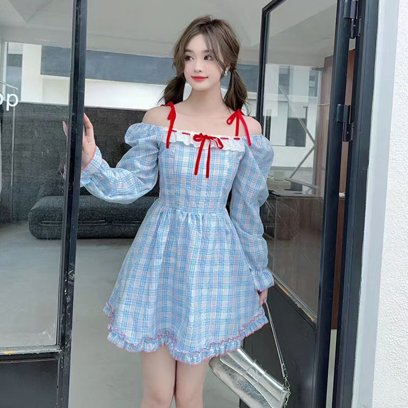 Dam Klänning Camisole Off-Shoulder Spetsdetaljer Mjuk Tyg-4