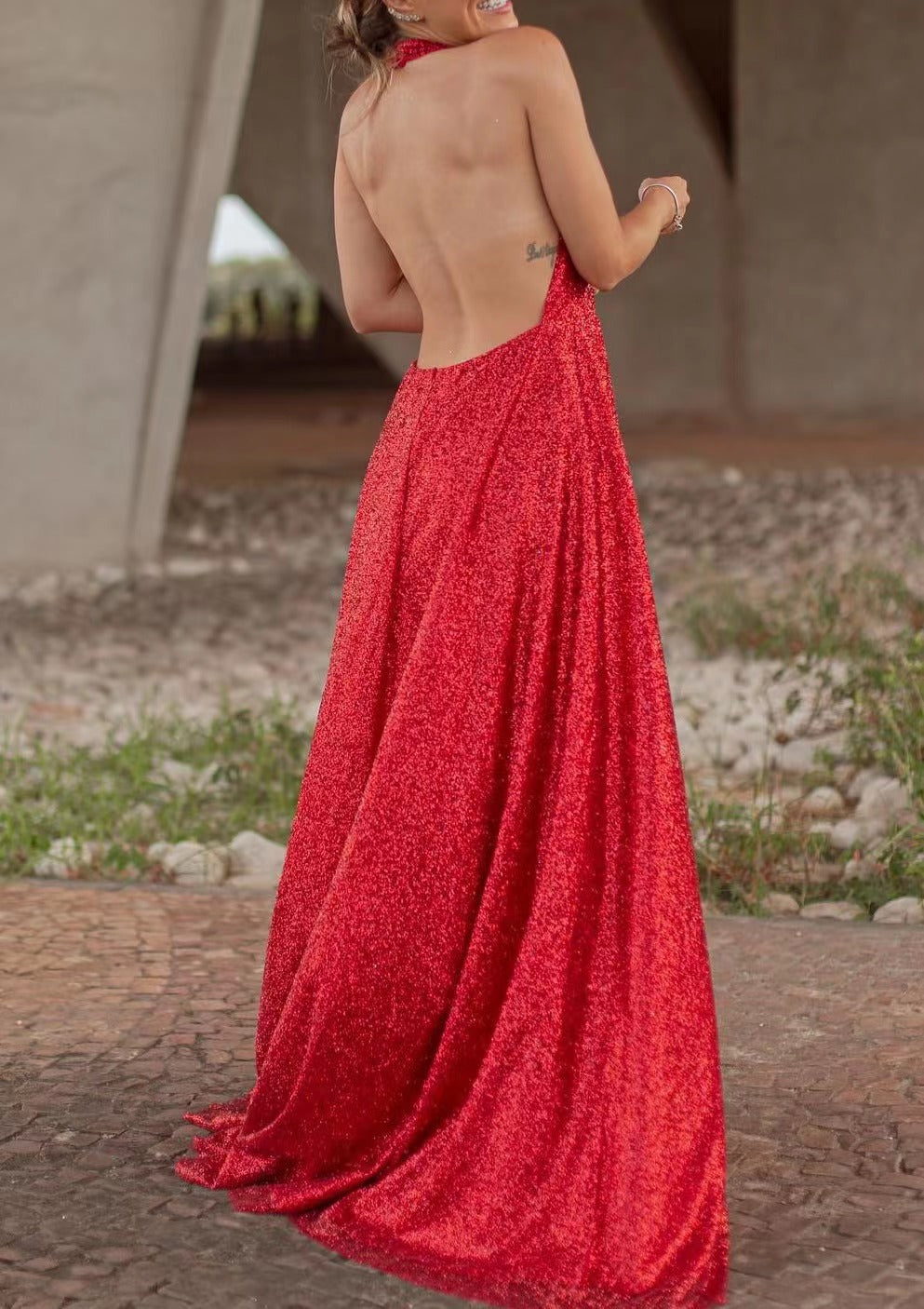 Kvinnors Lång Aftonklänning Elegant Spandex-4