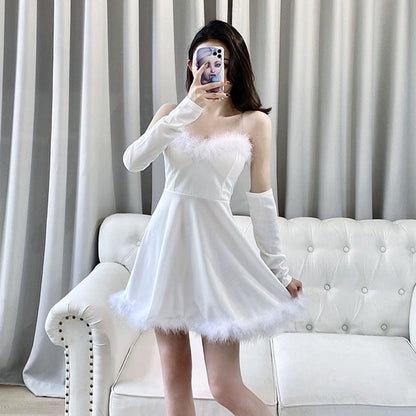 Dam Off-Shoulder Jumpsuit Klänning Polyester Lång Ärmar-4