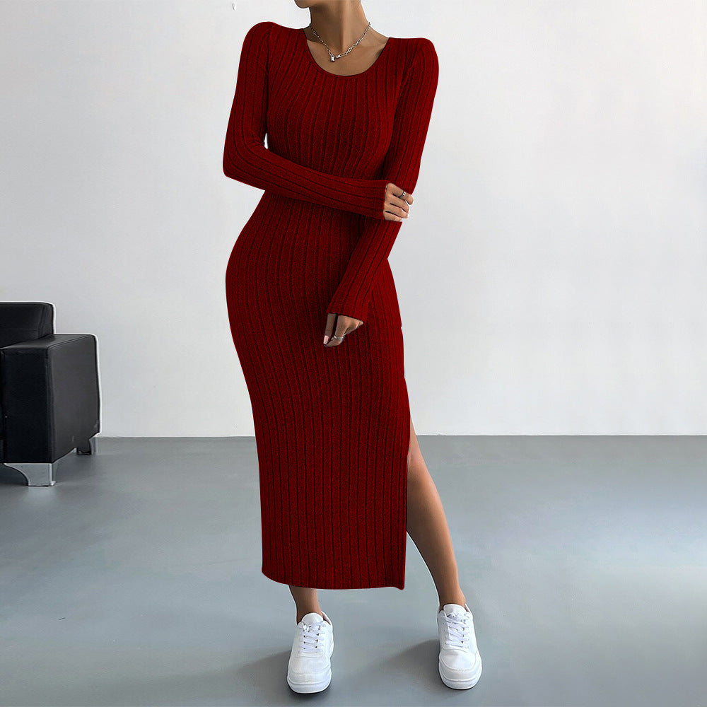 Dam Bodycon Kjol Hög Midja Polyester Midi Design-6