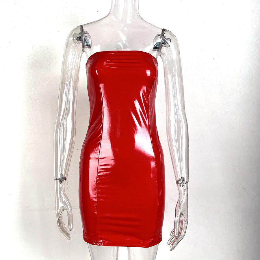Kvinnors Bodycon Klänning Axelfri Polyester Kort Kjol-5