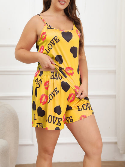 Tvådelat Set Dam Spaghetti Bärare Polyester Avslappnad Design-1