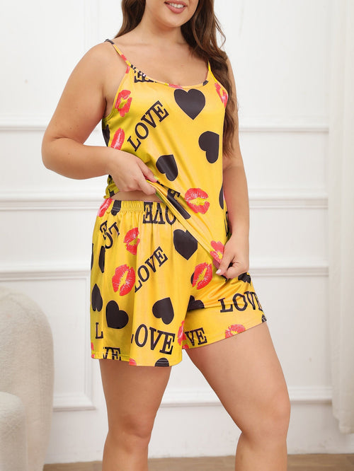 Tvådelat Set Dam Spaghetti Bärare Polyester Avslappnad Design-1