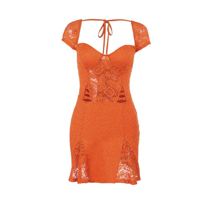 Svart Glittrig Miniklänning med Djup V-hals och Spetsdetaljer – Elegant Festklänning för Kvinna 6