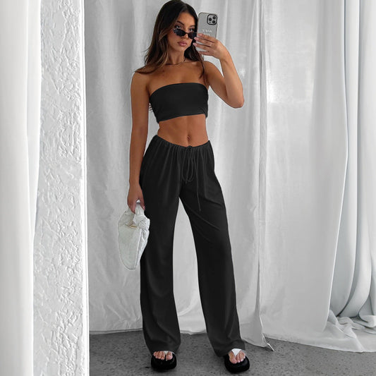 Dam Set med Ärmlös Top och Långa Byxor Polyester-1
