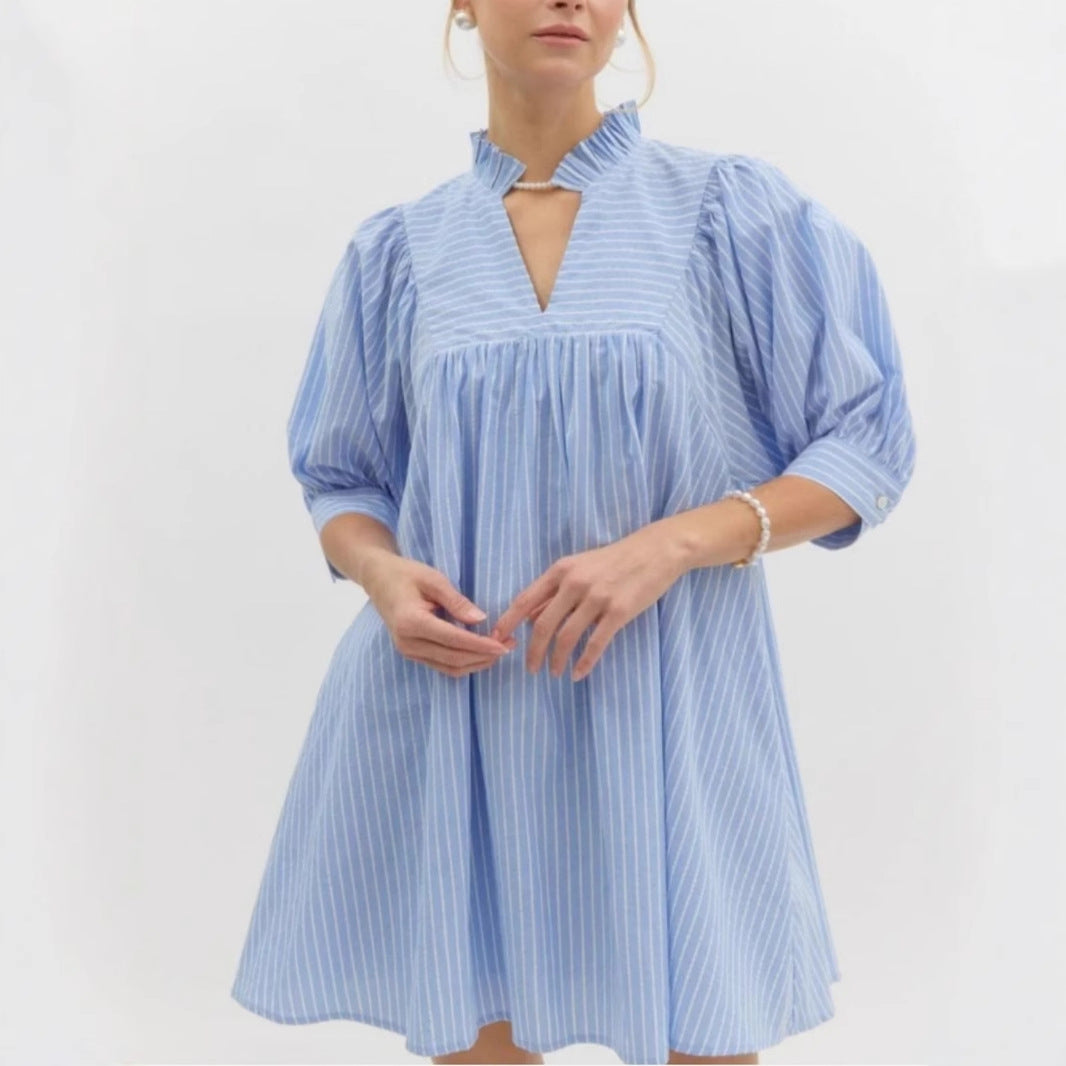 Kvinna A-linje Klänning V-ringning Tryckt Polyester-2