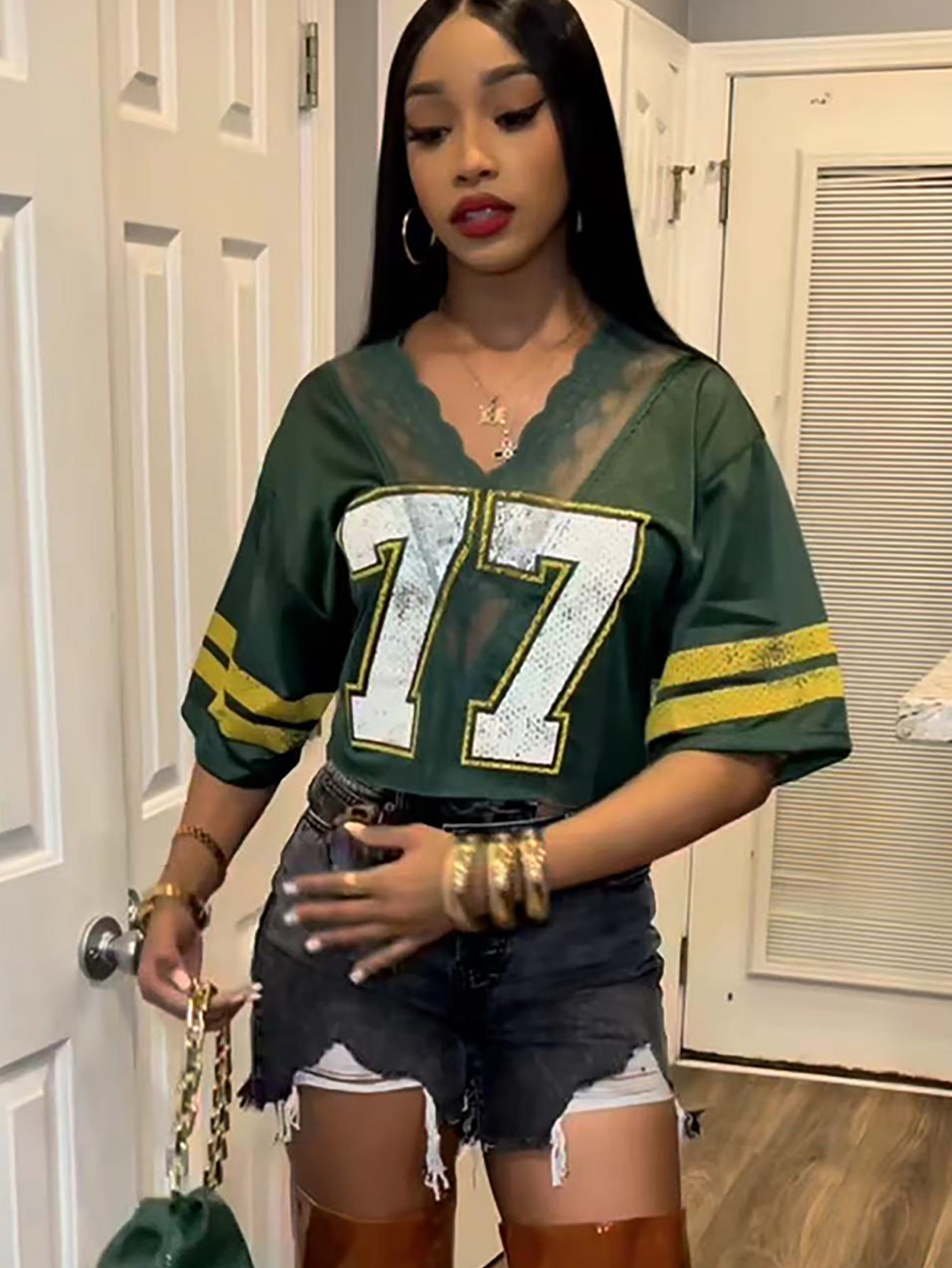 Variant image for Dam T-shirt V-ringad Kort Ärme Polyester-4