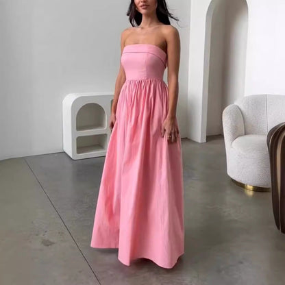 Kvinnors Off-the-Shoulder Klänning Lång Spandex-4