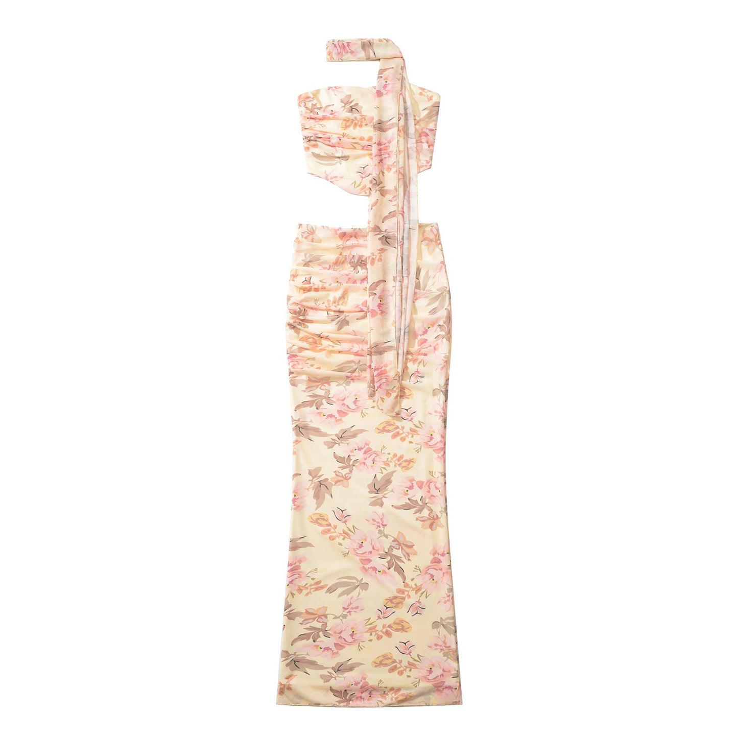 Dam Bandeau Topp Blommig Design med Rüschendetaljer Elastisk Material-2