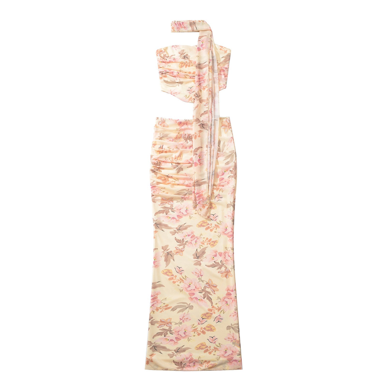 Dam Bandeau Topp Blommig Design med Rüschendetaljer Elastisk Material-2