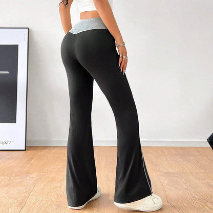 Kvinnors Bootcut Loungebyxor Hög Midja Mjukt Elastiskt Tyg-3