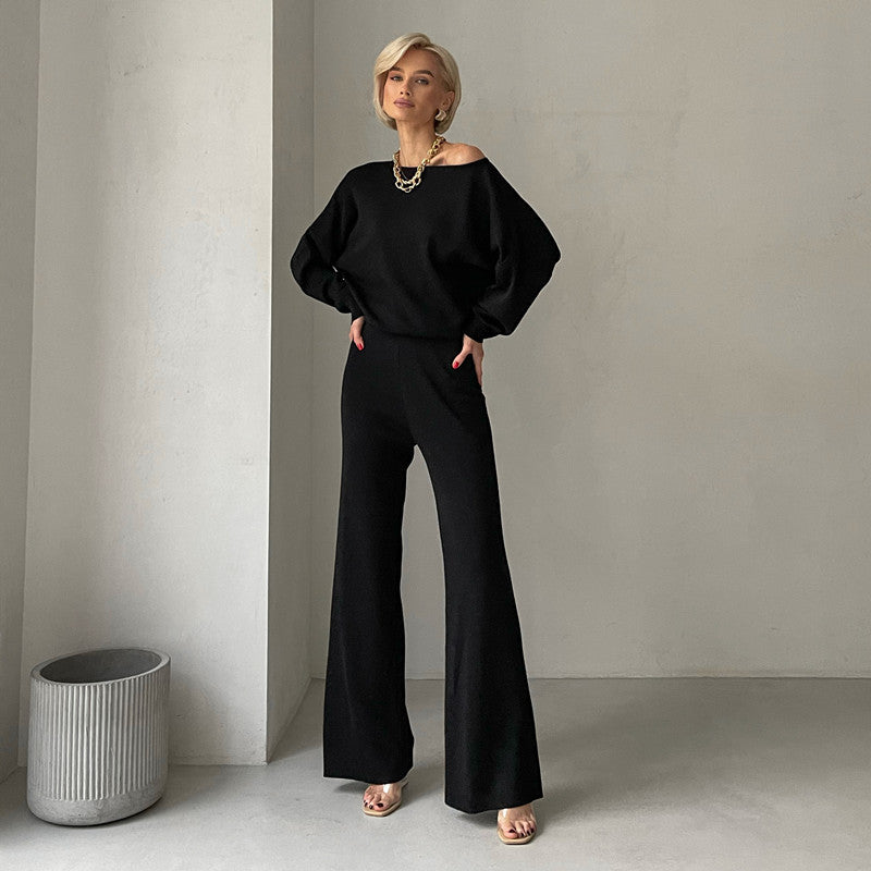 Dam Byxset Slim Fit Akryl Koreansk Stil-3