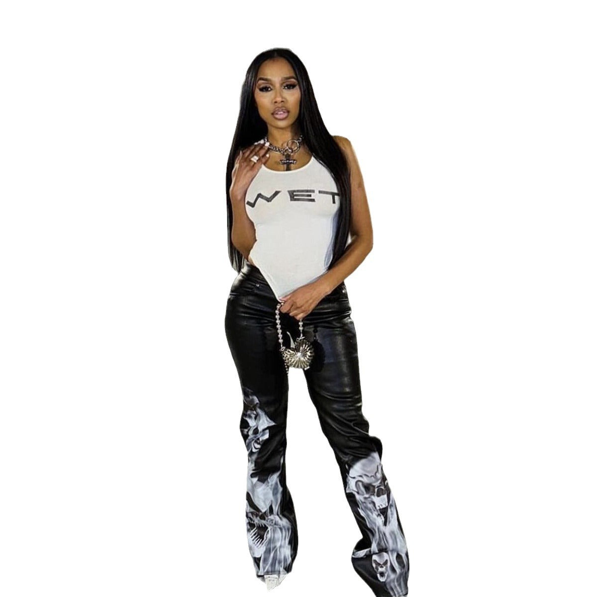 Dam Tank Top Streetwear Spandex Utan Axelband-5