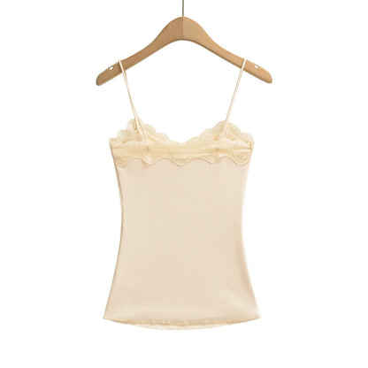 Kvinnors Topp V-ringning Spetsdetalj Mjukt Material 6