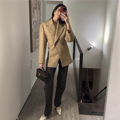 Damen Blazer Übergröße Modern Stil – Atmungsaktives Material, Elegante Knopfclosure, Perfekt für Arbeit und Freizeit 3