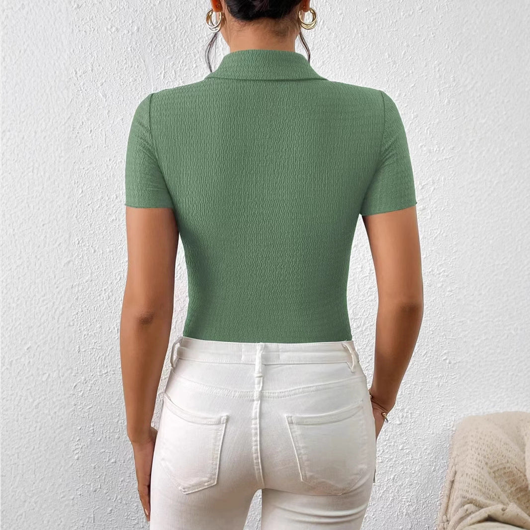 Dam T-shirt Slim Fit Kort Ärmar Polyester-4