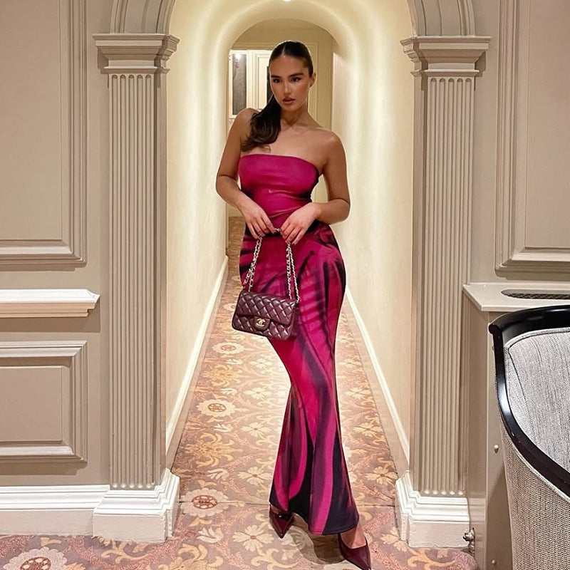 Kvinnors Bodycon Klänning Bustier Design Elastiskt Tyg 4