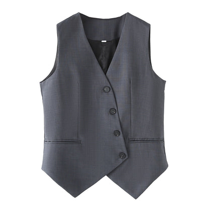 Damkostym Ärmlös Polyester Modern Med Raka Byxor-2
