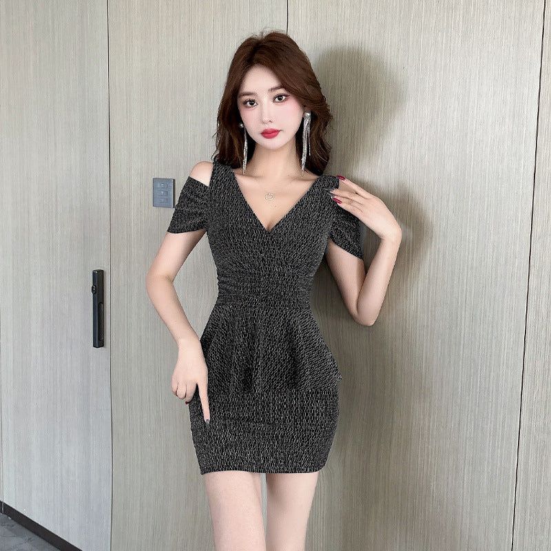 Dam Off-Shoulder Bodycon Klänning Kort Polyester för Fest eller Nyår-2