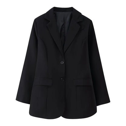 Kvinnors Överdimensionerad Blazer Med Två Knappar Och Praktiska Fickor 4