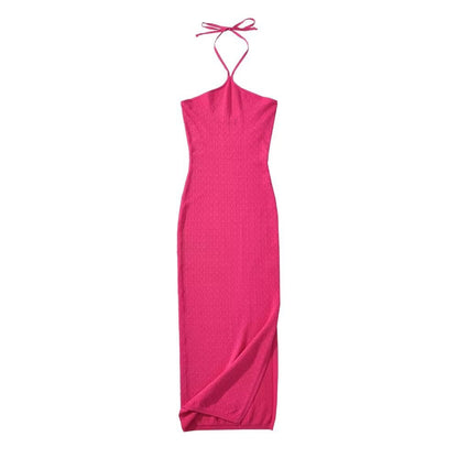 Dam Midi Klänning Patchwork Ryggfri Polyester-5