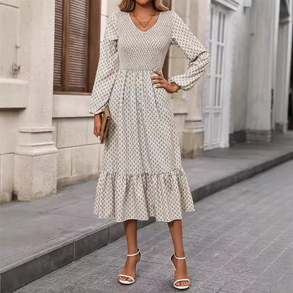 Kvinnors Midi Kjol A-linjeformad Prickigt Mönster Vävda Tyger-2