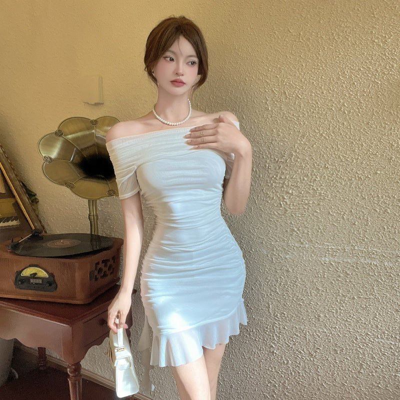 Variant image for Kvinnors Bodycon Klänning Off-Shoulder Mesh-1