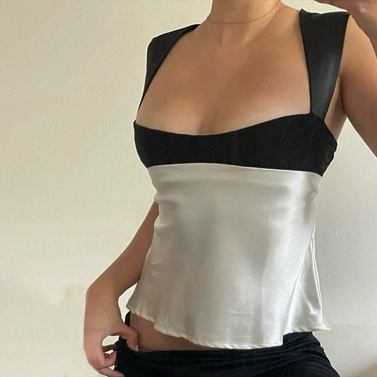 Dam Satin Topp Smala Bärare Elegant Högkvalitativ Satin 1