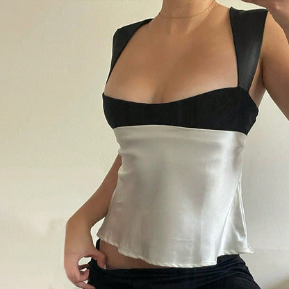 Variant image for Dam Festtoppar Kort Färgblockering Polyester-1