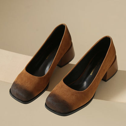 Dam Blockförsäljningsskor Mjuk Mocka Elegant Komfort 4