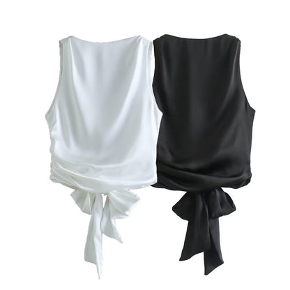 Dam Kort Topp Enfärgad Polyester Street Mode-2