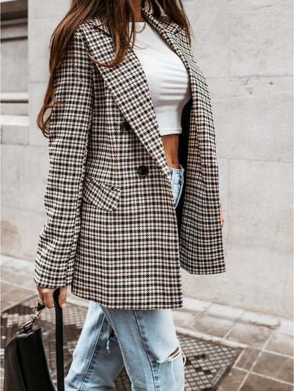 Dam Blazer Rutig Design i Acetat och Bomull-3