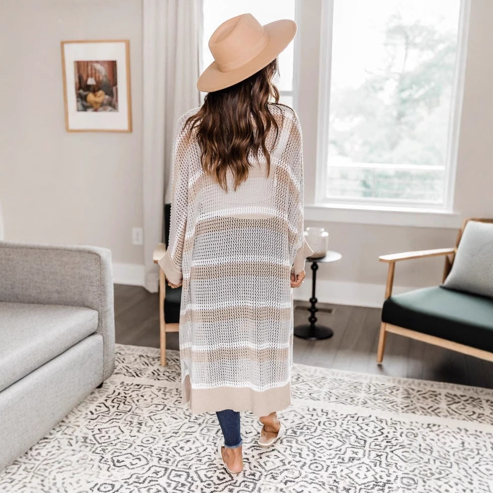 Dam Långklänning Stickad Urban Patchwork Bomull-2