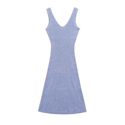 Damklänning V-hals Figurvänlig Elegant i Elastiskt Tyg 1