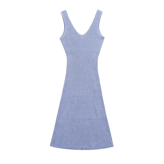 Damklänning V-hals Figurvänlig Elegant i Elastiskt Tyg 1