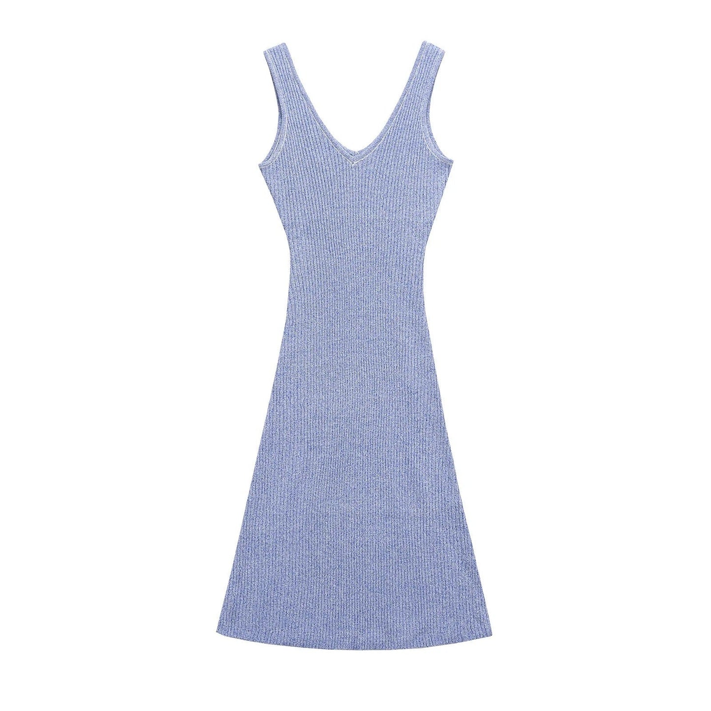 Damklänning V-hals Figurvänlig Elegant i Elastiskt Tyg 5