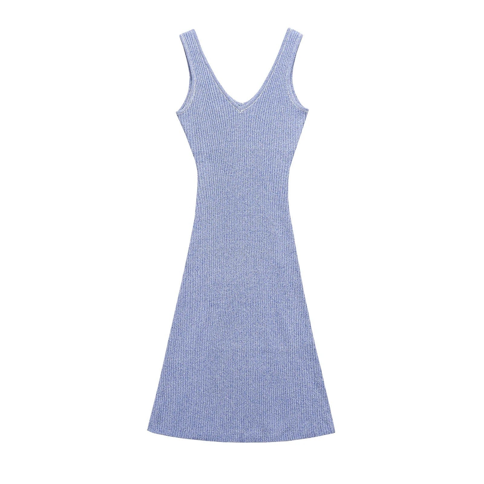 Damklänning V-hals Figurvänlig Elegant i Elastiskt Tyg 5