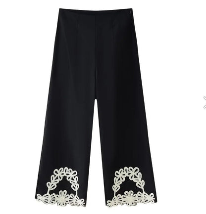 Variant image for Kvinnor Palazzo-byxor Blommiga Detaljer Luftigt Tyg-1