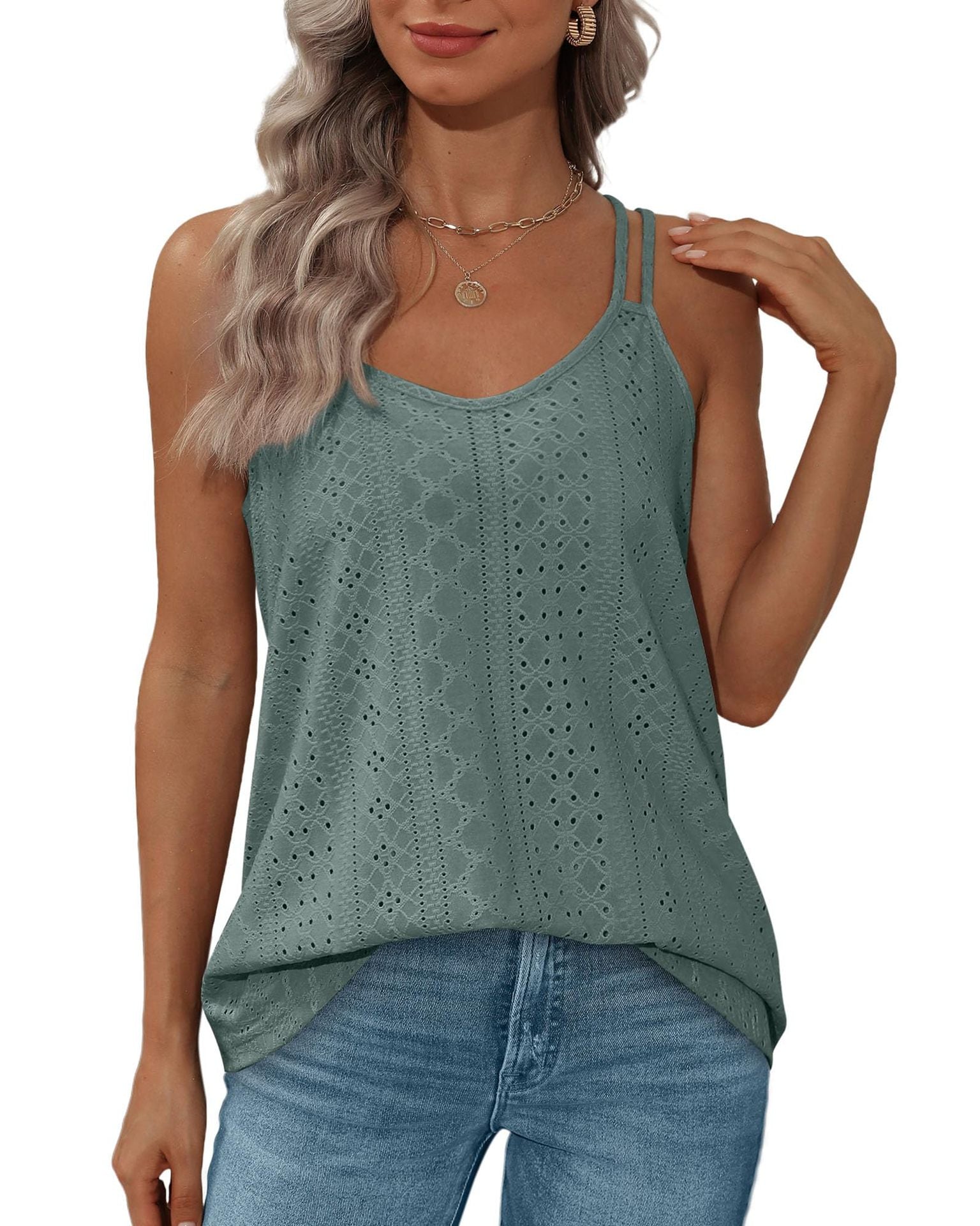 Variant image for Dam Tank Top Ärmlös Rund Krage Polyester Lätt-26