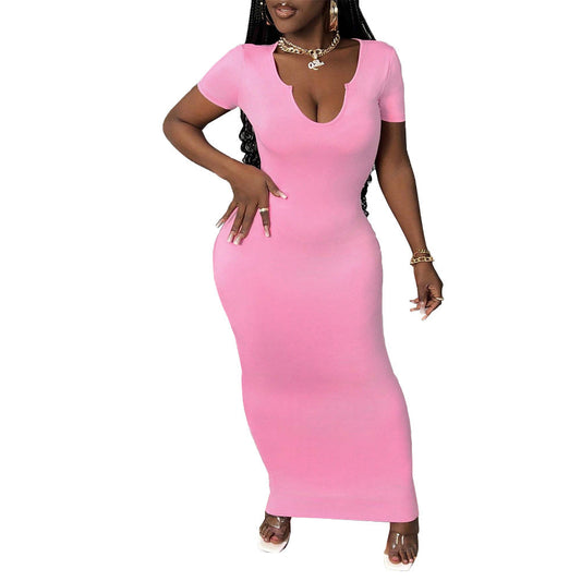 Damklänning Figurformad V-ringning Lång Polyester-1