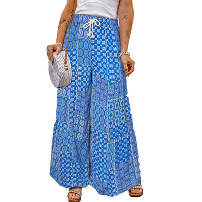 Kvinnors Långa Byxor Färgat Tryck Polyester Elastiskt-5