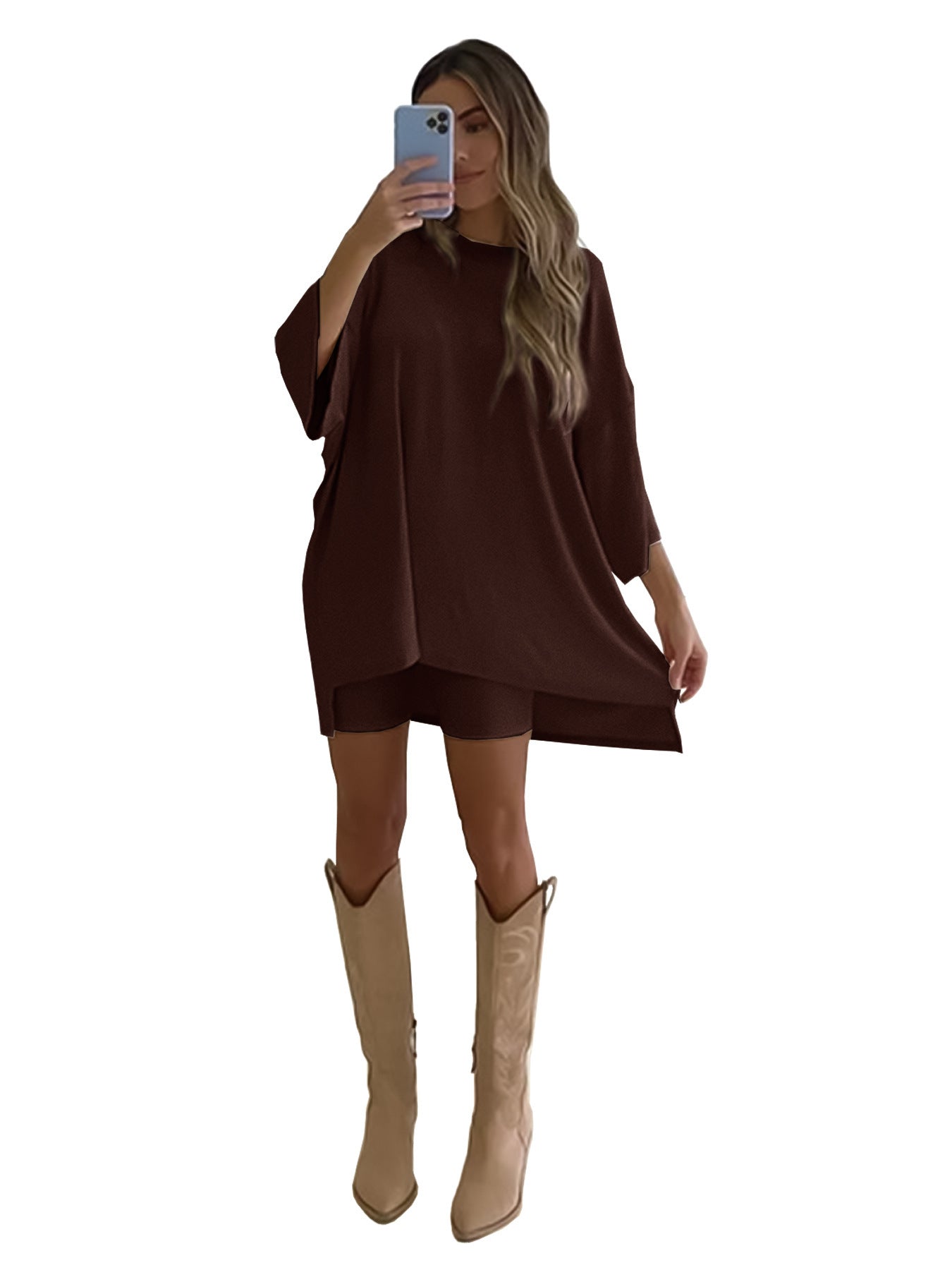 Variant image for Dam T Shirt Monokrom Smal Passform Trekvartsärmar 100% Bomull-17