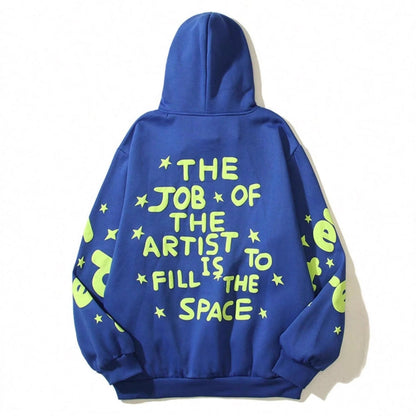 Dam Hoodie i Polyester med Tryckt Mönster – Avslappnad Passform för Street Fashion 3