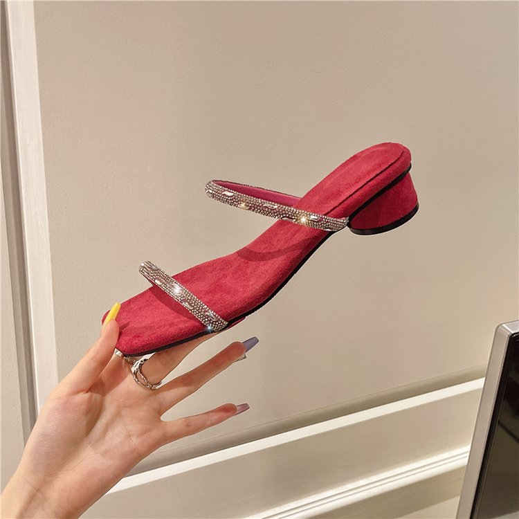 Dam Sandaler Slip-On Glittrande Remmar Blockhäl 4