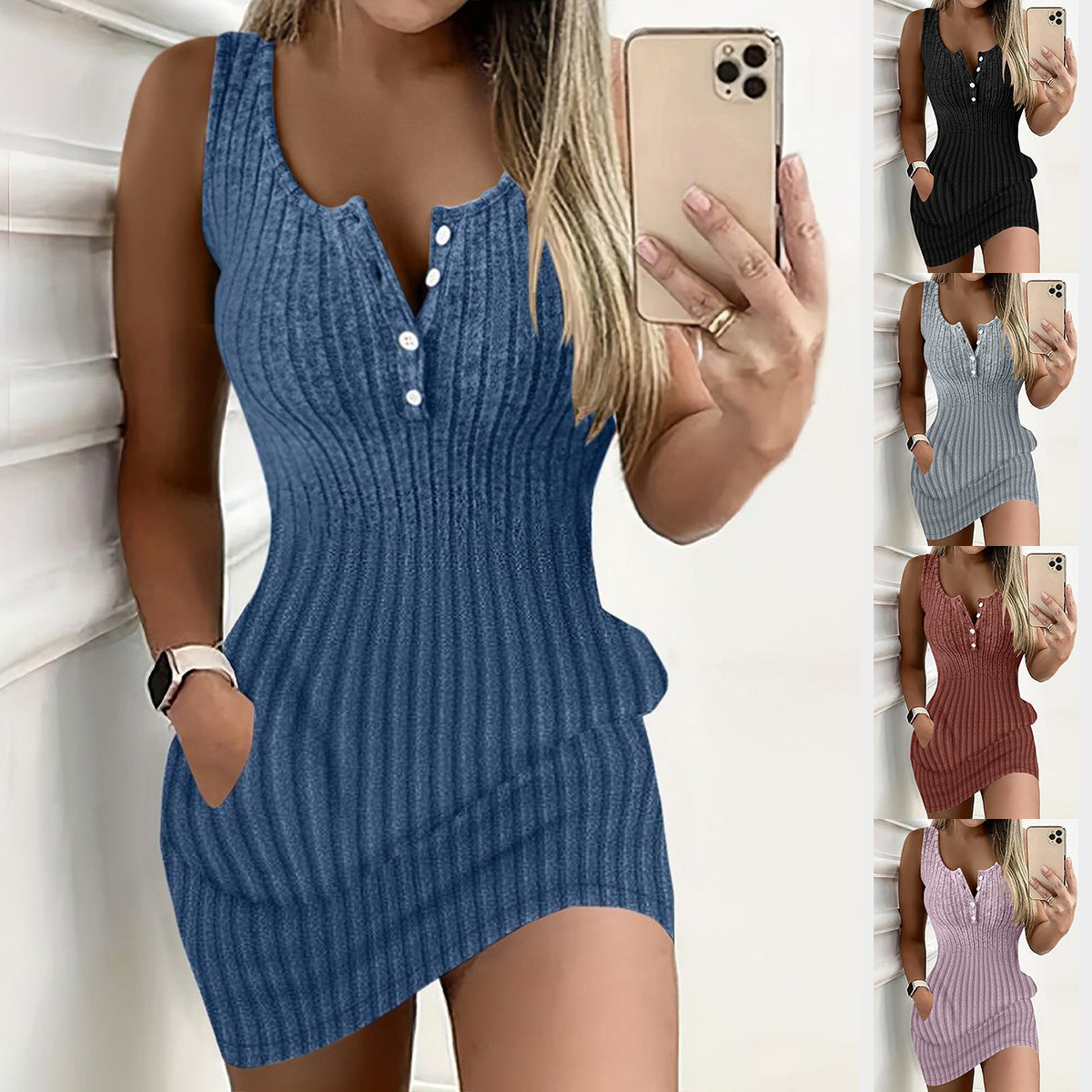Kvinnors Midi Klänning Bodycon Polyester 2