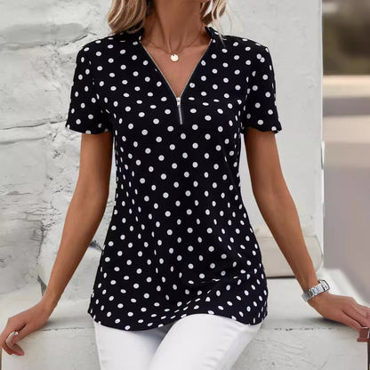 Dam V-ringad Tröja i Oregelbunden Design – Polyester, Hållbar och Trendig, Perfekt för Vardag och Fest 2